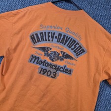 Harley Davidson T-Shirt Mens L Orange Naples Florida Tee Motorcycle Biker Hog picture