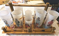1950’s KNOX OIL Co FAMOUS OKLAHOMA INDIANS 10 GLASSES & TRAY-Acee BLUE EAGLE #2 picture