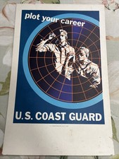 Retro 1952 U.S. Coast Guard Recruitment Cardboard Poster -Rare- Plot Your Career picture