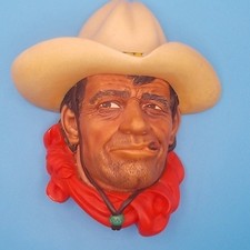 Vintage Bossons Congleton England Chalkware Cowboy Wall Hanging Head Bust picture