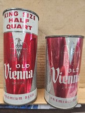 Old Vienna 16oz + 12oz FLAT TOP (2) BEER CANs, OLD VIENNA BREWING CHICAGO, IL. picture