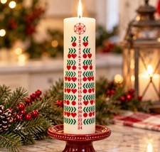 VTG 24 Day Christmas Advent Countdown Small Pillar Candle Made Denmark Surgimed picture