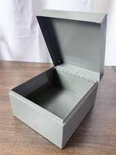 Vintage Sunco MFG Olive Drab Metal Storage Box Hinged Lid Military Style picture
