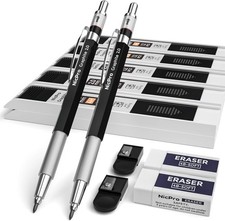 Nicpro 2mm Metal Mechanical Pencil Set, 2PCS Lead Holder 2.0 mm 2 Pack, Black  picture