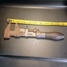 Antique 1890s-1910s P.S. & W. Co. Peck Stow & Wilcox Wood Handled Monkey Wrench picture