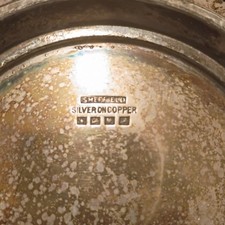Vintage Sheridan Silver on Copper Pierced Tray Round Grape Vine Pattern 1950s picture