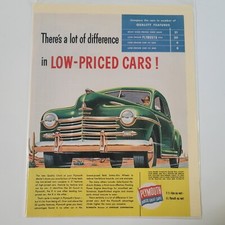 1947 Print Ad of Chrysler Plymouth Quality Chart Low-Priced Cars picture