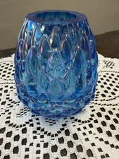 Olsen Glass Blue Iridescent Carnival Dragon Egg Fairy Lamp “Water Element” picture