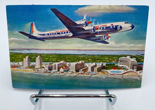 Vtg 1950's  Eastern Air Lines Golden Falcon DC-7B Airplane Postcard picture