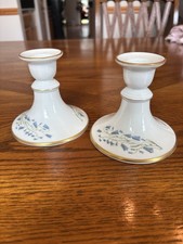 Vintage Hackefors Porcelain Candleholders: Swedish 1960s Bluebell Decor  picture
