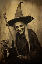 Creepy Old Witch Vintage Horror Photo Gothic Halloween Hag Print 4x6 picture