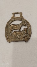 Antique English Brass Horse Harness Medallion Dartmoor Ponies Patina picture