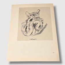 Vtg Art Book Illustration Bookplate Cat Frantisek Tichy U picture