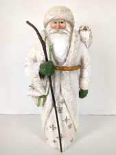 Pam Schifferl Winter White Santa Owl Fox Folk Art Christmas Figurine 10.25