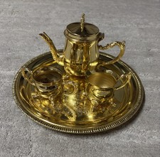 Vintage Davco Silver Ltd. Gold-Tone Silver-Plated 4 Piece Coffee And Tea Set picture