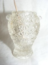 Vintage Glass Toothpick Holder Double Handle Urn Daisy Button Design picture