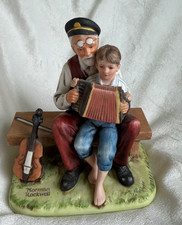 1980 Norman Rockwell The Music Lesson Grandpa Boy w/Accordion Porcelain Figurine picture