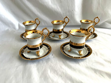 ROYAL CAFE 24K gold lot of 5 espresso-demitasse footed cup and saucer sets. MINT picture