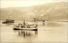 Sunapee NH Boats Leaving Lake Station c1916 Real Photo Vintage Postcard bhn picture