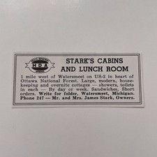 Stark's Cabins and Lunch Room Mr. & Mrs. jJames Stark 1958 MI Ad TAK3-S14 picture