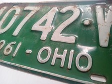 Vintage Original 1961 Ohio License Plate Tag 10742•W picture
