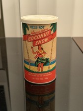 Vintage Mele-Koi Hawaiian Coconut Snow Tin Sealed 1960s Tiki Bar Kitsch Retro MC picture
