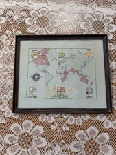 Vintage British Empire Embroidered Map Sampler King George V 1935 Commemorative picture