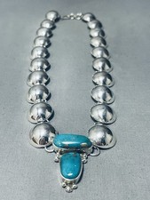 IMPORTANT VINTAGE APACHE CARLYNE APACHITO TURQUOISE STERLING SILVER NECKLACE picture