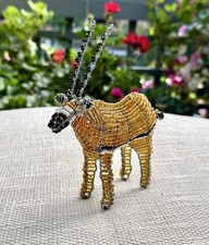 Vintage African Style Beaded Wire Antelope Impala Sculpture Handmade Folk Art picture