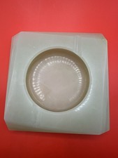 Vintage MCM Green Onyx Marble Stone Ashtray 5” Square Heavy Polished Catchall picture