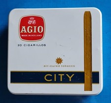 VINTAGE AGIO CITY 20 CIGARILLOS HOLLAND DUTCH TOBACCO EMPTY CIGARETTE TIN BOX picture