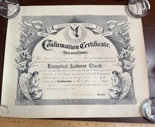Antique 1919 Confirmation Certificate The Good Fight Oscar S Bower PA Angels picture