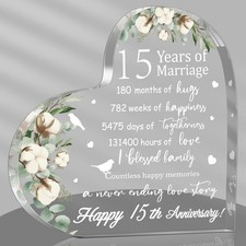 Fifteen 15 Year Marriage Gifts for Her 15th Anniversary Crystal Paperwei picture