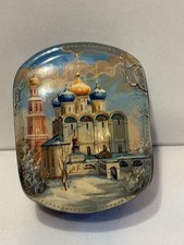 Authentic Fedoskino 2001 Russian Lacquer Box Trinity Lavar Signed Miniature 2.5” picture
