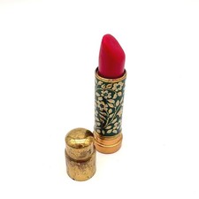 Vintage Floral Enamel Gold Tone Lipstick Case Retro Vanity Decor Apple Polish picture
