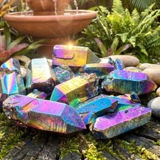 Titanium Aura Quartz (Coated) Crystals Rough Raw Points Genuine Brazil Mineral picture