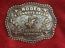 Cheyenne Wy Bull Riding Rodeo Championship Trophy Buckle☆X~Treme☆1998☆Rare☆818 picture