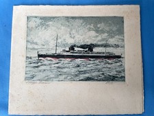 Vintage Ship Linen Greeting Card 