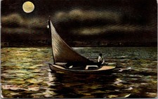 A Moonlight Sail on Lake Erie 1910 Vintage Postcard TP14-30 picture