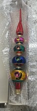 VTG 18”Czech Republic Blown Glass Christmas Tree Topper Finial Reflector Indent picture