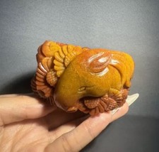 56mm Natural Mongolian Jade Sculpture Collection/She TeiCui/Hand Carved picture
