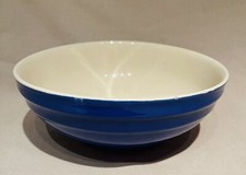 Vintage Crockery Mixing Bowl Ribbed Blue Stoneware 9