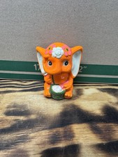 Vintage Sunward Orange Elephant Ceramic Coin Bank Flower Retro Kitsch Decor picture