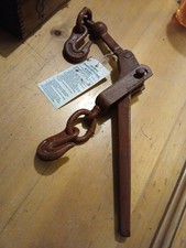 Vintage Load Binder Columbus McKinnon  2600 Lb Wll   And 2 Wheel Pulley Hook picture