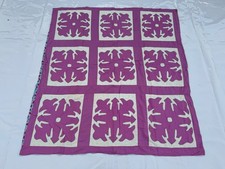  Vintage Hand Made Appliue Quilt Bedspread Bedcover Coverlet 171x153 Cm picture