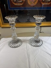 Pair Of Baccarat France, 9 In.  tall Crystal Candle Holders. Signed – Elegant picture