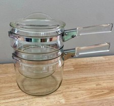 Mid-Century Pyrex Flameware Range Top Double Boiler 1.5 Qt w/ Lid picture