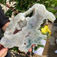 1140G Natural banded Moss Agate crystal slice rough mineral specimen picture