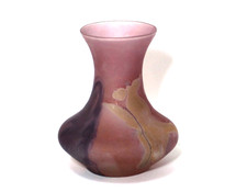 Vintage Rueven Art Nouveau Glass Vase Hand Painted Pink Purple picture