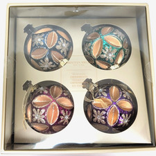 Christian Siriano New York Set 4 Glass Christmas Ornaments Jewel Tone Rhinestone picture